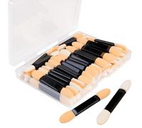 50 Pcs Disposable Dual Sides Eye Shadow Sponge Applicators with Container Makeup Applicator Sticks Eyeshadow Brushes Eye Shadow Brush Double Sided Eye Shadow Sponge for Women Cosmetic Tool (Black)