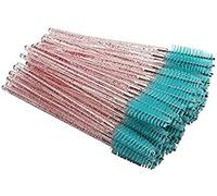 50 PCS Disposable Eyelash Brushes Mascara Wands Eye Lash Eyebrow Applicator/Castor Oil Applicator Cosmetic Makeup Brush Tool Kits (Blue/Clear-Glitter)
