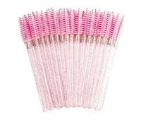 50 PCS Disposable Eyelash Brushes Mascara Wands Eye Lash Eyebrow Applicator Cosmetic Makeup Brush Tool Kits (Pink/Clear-Glitter)