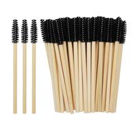 50 Pcs Disposable Lash Mascara Wands, Black Disposable Mascara Wands, Bamboo Eyelash Spoolies Eyebrow Brush, Eyelashes Extension Brush Applicator Mascaras Wand Cosmetic Makeup Tools