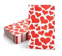 50 Pcs Disposable Paper Napkins Decorative Guest Towels Disposable Bathroom Towels 2 Ply Hearts for Party Lunch Dinner Kitchen Bathroom (Valentine's Day)