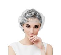 50 Pcs Disposable Shower Caps, 50cm Shower Cap, Plastic Shower Caps, Thick Clear Waterproof Shower Cap, for Home Use, Hotel, Spa, Travel