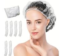 50 PCS Disposable Shower Caps - Plastic Elastic Bath Cap - Waterproof Hair Caps for Salon,Spa,Travel,Home Use,Hotel,Shower