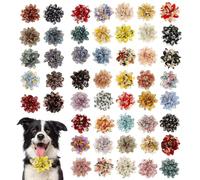 50 Pcs Dog Flower Collar Accessories Multi-Color Dogs Collar Flowers Bows Soft and Comfortable Pet Flower Collars Detachable Puppies Collars Charms Accessories for Dog Grooming Charms Accessory