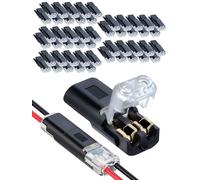 50 Pcs Double-Wire Connector, 2-Pin Low Voltage Quick Connect Plugs with Locking Buckle for LED Strip Lights, Solderless Wire-Stripping-Free Design
