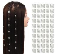 50 Pcs Dreadlocks Beads Hair Braid Rings Metal Cuffs Aluminum Dread Locks for Women Hair Clips Accessories (Silver)