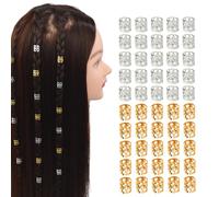 50 Pcs Dreadlocks Beads Hair Braid Rings Metal Cuffs Aluminum Dread Locks for Women Hair Clips Accessories (Gold and Silver)