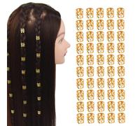 50 Pcs Dreadlocks Beads Hair Braid Rings Metal Cuffs Aluminum Dread Locks for Women Hair Clips Accessories (Gold)