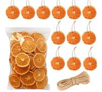 50 Pcs Dried Orange Slices, with 50Pcs Hemp Rope, Christmas Wreath Making Supplies for X-mas Tree Decoration, DIY Crafts, Present Wrapping