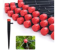 50 pcs Drip Irrigation Emitters Drip Emitters for 1/4" Drip Irrigation Tubing Adjustable 360 Degree Water Flow Irrigation Drip Heads Drip Irrigation Spray Emitters for Flower Plant Watering System
