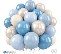 50 Pcs Dusty Blue Balloon, 12 Inches Pearl Sand White Light Blue Balloons, Apricot Latex Balloons for Kids Boys Birthday Party Wedding Baby Shower Gender Reveal Wedding Decorations