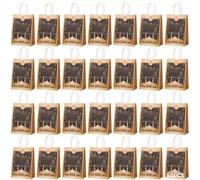 50 Pcs Eid Mubarak Present Bags, Brown Kraft Paper Gift Bags with Moon Castle Design, 8.3 x 5.9 x 3.1 in / 21 x 15 x 8 cm, Muslim Islamic Party Favor Bags, Round Stickers Included