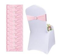 50 Pcs Elastic Chair Sashes Bows with Round Buckle Spandex Chair Bows