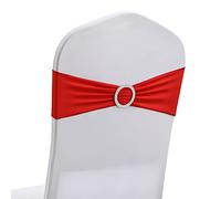 50 PCS Elastic Stretch Spandex Chair Covers Sashes Bands,Bows Sashes Chair Cover with Buckle for Wedding Party Ceremony Events for Folding Chairs Banquet Decorations Chair Decorations (Red)