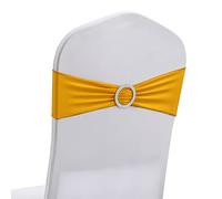 50 PCS Elastic Stretch Spandex Chair Covers Sashes Bands,Bows Sashes Chair Cover with Buckle for Wedding Party Ceremony Events for Folding Chairs Banquet Decorations Chair Decorations (Gold)