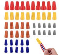 50 Pcs Electrical Wire Connectors Kit for 10-22 AWG Wires,Spring Wire Nuts Colourful Twist Caps for Quick Secure Connections Screw Terminals & Cable Connectors Electric Wire Caps Assortment