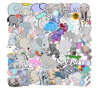 50 PCS Elephant Stickers for Skateboard Bike Water Bottle Helmet Luggage Journal Notebook Laptop Car Computer Phone Guitar,Cute Cartoon Animals Waterproof Decals Gift for Girl Children Adults