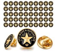 50 Pcs Employee of The Month Gold Star Pin You Make a Difference Lapel Pin Recognition Enamel Pins Bulk Performance Reward Gift Appreciation Employee Gift for Staff Team Volunteer Nurse Coworker Award