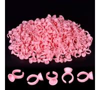 50 PCS Eyelash Glue Holder Nail Art Polish Holders Disposable Plastic Glue Rings Extension Adhesive Pigment Holders Tattoo Individual False Eyelash Beauty Tool (Small Without Divider Holder)