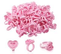 50 PCS Eyelash Glue Holder Nail Art Polish Holders Disposable Plastic Glue Rings Extension Adhesive Pigment Holders Tattoo Individual False Eyelash Beauty Tool (Love Heart Glue Holder)
