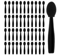 50 Pcs Eyeshadow Applicators, 1.9" Reusable Short Handle Dual Sided Sponge Cosmetic Brushes, Professional Disposable Single Head Soft Mini Portable Makeup Tools for Cream (Black)