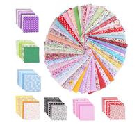50 Pcs Fabric, Cotton Fabric Squares 10 x 10cm, Fat Quarters Fabric Bundles for Sewing, Quilting & DIY Crafts, Precut Multi-Color and Different Pattern for Easy Sewing and Textile Painting