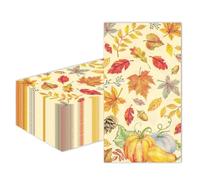 50 Pcs Fall Paper Napkins Autumn Maple Leaves Paper Napkin Disposable Dinner Party Napkins for Thanksgiving Harvest Home Kitchen Party Supplies, 4.3 x 7.8 Inch