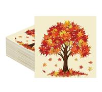 50 PCS Fall Tree Paper Napkins Maple Leaves Party Napkin 3 Ply Watercolor Tree Disposable Dinner Napkins Maple Tree Luncheon Napkin for Autumn Thanksgiving Harvest Home Kitchen Dinner Party Supplies