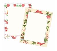 50 Pcs Falling Holly Christmas Stationery 8.5 x 11 inch Sweet Peppermint Holiday Letterhead Christmas Themed Imprintable Writing Paper of Office & Home Festive Stationery