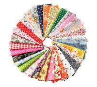 50 Pcs Fat Quarters Fabric Bundles, 10 * 10cm Cotton Squares Patchwork Fabric Bundles for Sewing Floral Fabric Squares Patchwork Material for Sewing Precut DIY (Floral)