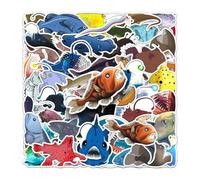 50 Pcs Fish Vinyl Stickers,Realistic Ocean Sea Animal Graffiti Stickers,Vinyl Waterproof Sticker for Kids Teens Girls,for Phone Laptop Bottles Skateboard Computer Phone Luggage Guitar Gifts Sticker