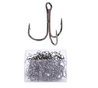 50 Pcs Fishing Hook Treble Hooks, Carbon Steel Solid Triple Barbed Fish Hook in Box, Fishing Trackle for Pike, Zander, Perch Freshwater Saltwater Fishing - 5/0#