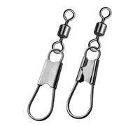 50 Pcs Fishing Snap Swivels & Barrel Swivels, Stainless Steel Corrosion-Resistant Saltwater/Freshwater Swivel Clips with Safety Interlock & Ball Bearing for Fishing Lures, Leader Lines (8#_50pcs)