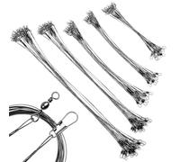 50 PCS Fishing Wire Leaders, 5 Size 10/15/20/25/30cm Fish Line Fishing Accessories with Rolling Swivels and Snaps, for Saltwater and Freshwater