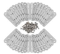 50 Pcs Flat Corner Brace Plates,Stainless Steel Plate Bracket,Flat Corner Brace with Screws,eavy Duty Fixing Joining Mending Flat Plates Bracket,for Fixing Connector Repair Furniture