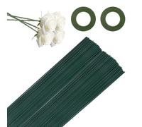 50 Pcs Florist Wire Stems with 2 Rolls Florist Tape, Floral Wire for Flower Arranging, Craft Floristry Wires Stems Kit Floristry Supplies for Wreath Making and DIY Crafts, Flower Sticks for Bouquets