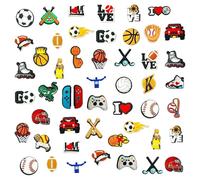 50 PCS Football Shoe Charms, Basketball Soccer Baseball Video Game and Sports Charms for Crocs Jibbitz Shoe, Shoes Charm Accessories for Boys