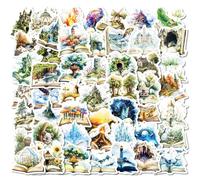 50 Pcs Forest World in The Book Stickers for Skateboard,Luggage,Guitar,Water Bottles,Phone,Cute Style Stickers Waterproof Vinyl,Graffiti Decorate for Teens Girls Children Motivate Gift