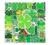 50 Pcs Four-Leaf Clover Stickers Cute Waterproof Green Flower Sticker for Water Bottle Laptop Skateboard Phone Computer Car Notebook Helmet Bike,Vinyl Trendy Plants Decals for Teens Boys Giris Adults