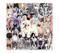 50 Pcs French Bulldog Vinyl Stickers,Bulldogs Graffiti Stickers,Vinyl Waterproof Sticker for Kids Teens Girls,for Phone Laptop Bottles Skateboard Computer Phone Luggage Guitar Gifts Sticker