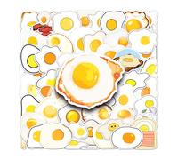50 Pcs Fried Egg Vinyl Stickers,Breakfast Graffiti Stickers,Vinyl Waterproof Sticker for Kids Teens Girls,for Phone Laptop Bottles Skateboard Computer Phone Luggage Guitar Gifts Sticker