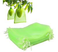 50 Pcs Fruit Protection Bags, 6 x 8 Inch Green Mesh Netting with Drawstring, Light-Penetrating Garden Plant Protect Bags for Fruits, Vegetables, and Flowers