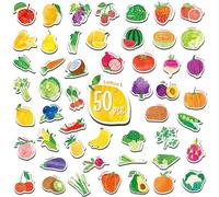 50 PCS Fruit & Vegetable Magnets, Adorable Magnetic Fruits Veggies Thick Fridge Magnets Cute Educational Learning Toys for Toddles Kids 1-2