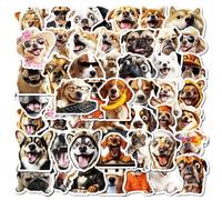 50 Pcs Fun Dog Emoji Pack Stickers for Children Teens Girls Boys,Animal Expression Stickers for Bicycle,Skateboard,Laptop Water Bottles,Computer,Waterproof Vinyl for Wall,Graffiti Stickers