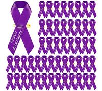 50 Pcs Funeral Ribbons Memorial Ribbon Funeral Pins Classic Memorial Service Respect Meditation Personalized Ribbon Bow with Safety Pins for Mourning Remembrance Day Funeral Event (Dark Purple)