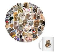 50 Pcs Funny Stickers Meme, Cat Meme, Funny Classic Adult Stickers, Fashion Decals Graffiti Colorful Waterproof Vinyl Stickers for Laptop Skateboard