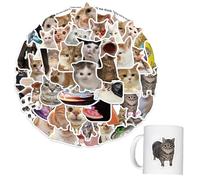 50 Pcs Funny Stickers Meme, Cat Meme, Funny Classic Adult Stickers, Fashion Decals Graffiti Colorful Waterproof Vinyl Stickers for Laptop Skateboard
