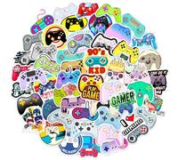 50 Pcs Gamer Controller Stickers Pack - Waterproof Glossy PVC Vinyl, Video Game Decals for Water Bottles, Laptops, Skateboards & More - Retro/Pixel/“Game Over/Level Up” Designs for Kids, Teens, Adults