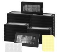 50 Pcs Gift Boxes for Wax Melts Plastic Mold with Box Wax Melt Boxes Crystal Clear Wax Melt Molds Wax Melts Containers for Wax Cubes Wax Tarts Wax Block (8 Cavity, Black)