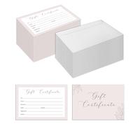 50 Pcs Gift Certificates for Business with Envelopes, Custom Blank Gift Cards with Envelopes for Spa, Salon, Restaurants, 4 x 6 Inch Client Vouchers-Light Pink